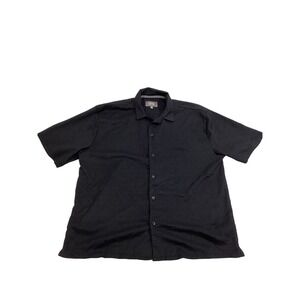 DR Social Club Mens XL Black Textured Short Sleeve Button Jacquard Weave Pattern